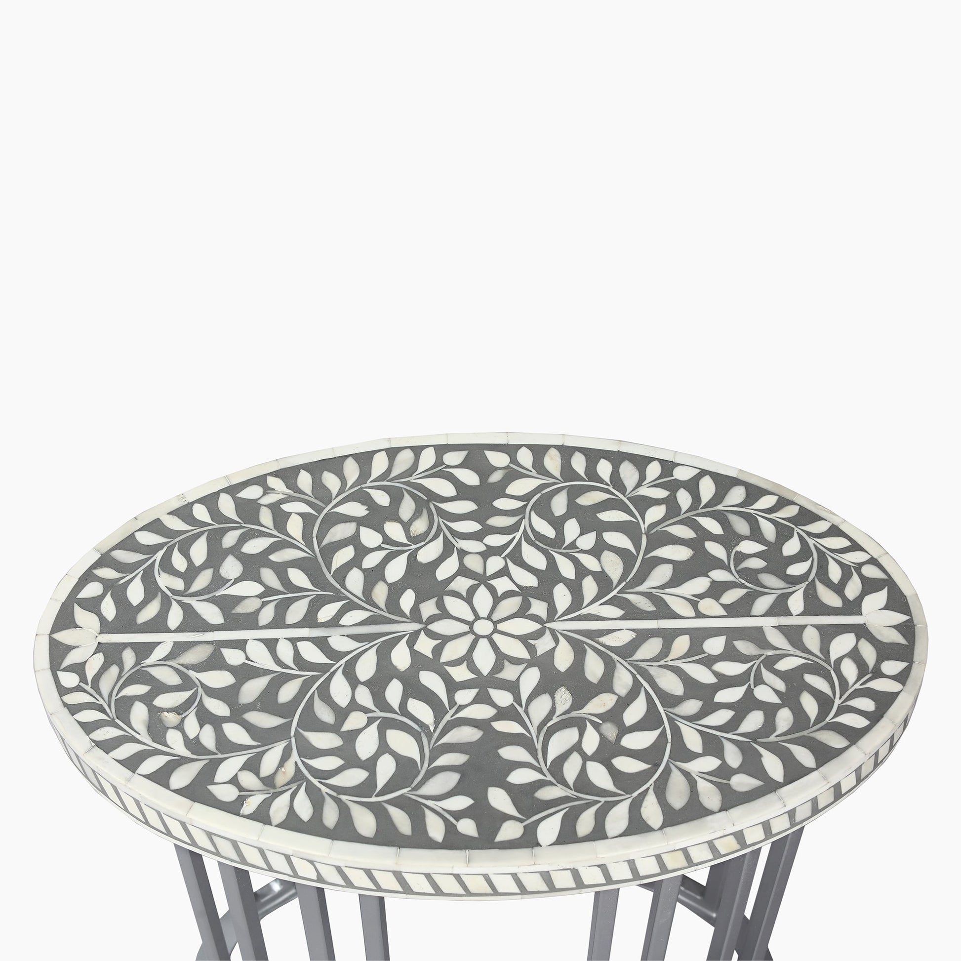 Jardin Bone Inlay Oval Side Table
