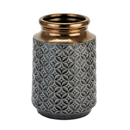 Geometric--Ebony-Gold-Vase