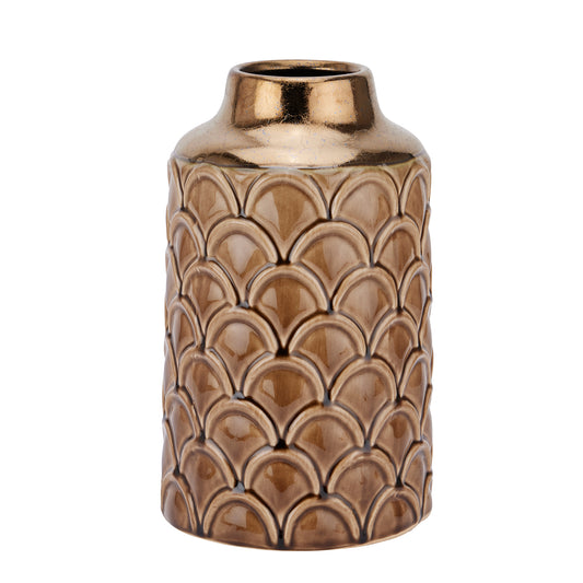 Daffodil-Ceramic-Caramel-Scalloped-Vase