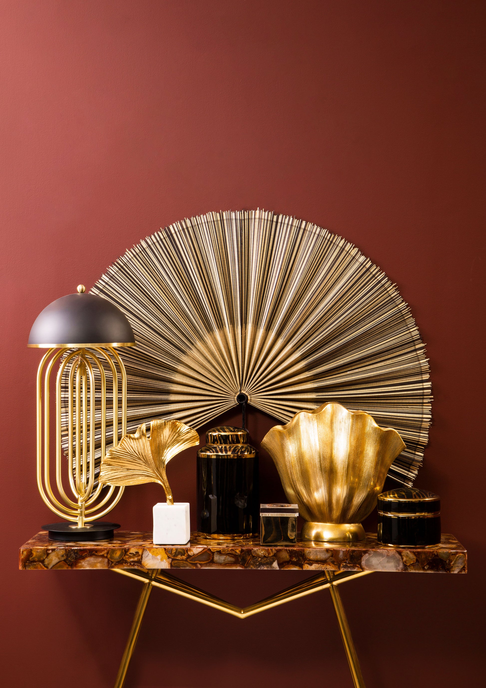 Penelope Golden Fluted Vase