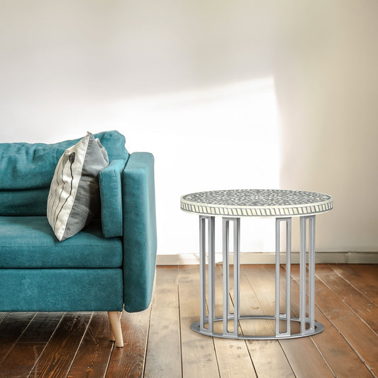 Jardin Bone Inlay Oval Side Table