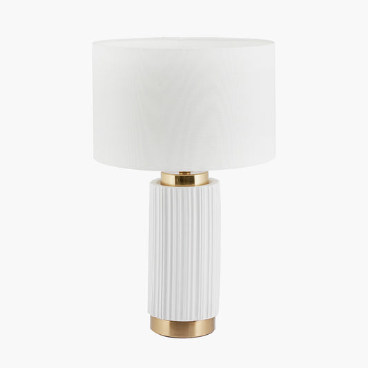 Ionic White Textured Ceramic and Gold Metal Table Lamp 45cm