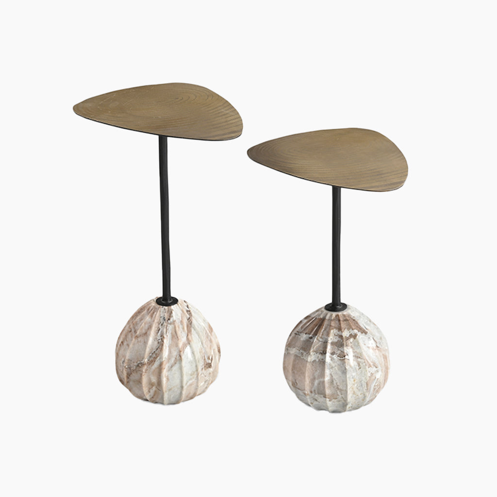 Arno 2X Marble & Iron Side Tables