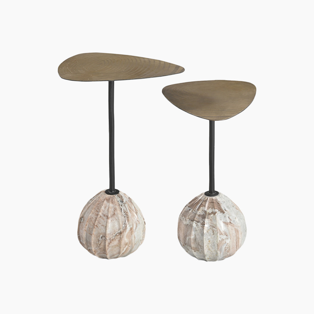 Arno 2X Marble & Iron Side Tables