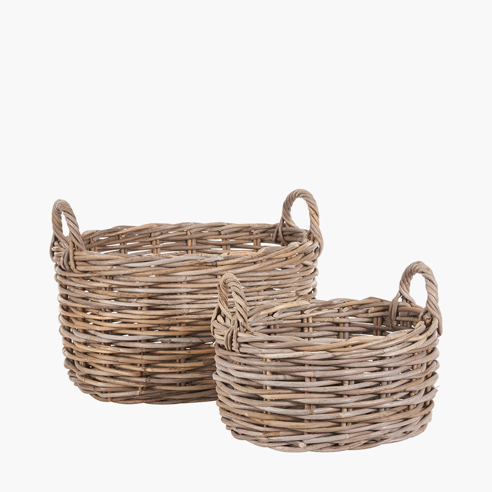 Set of 2 Grey Kubu Oval Baskets