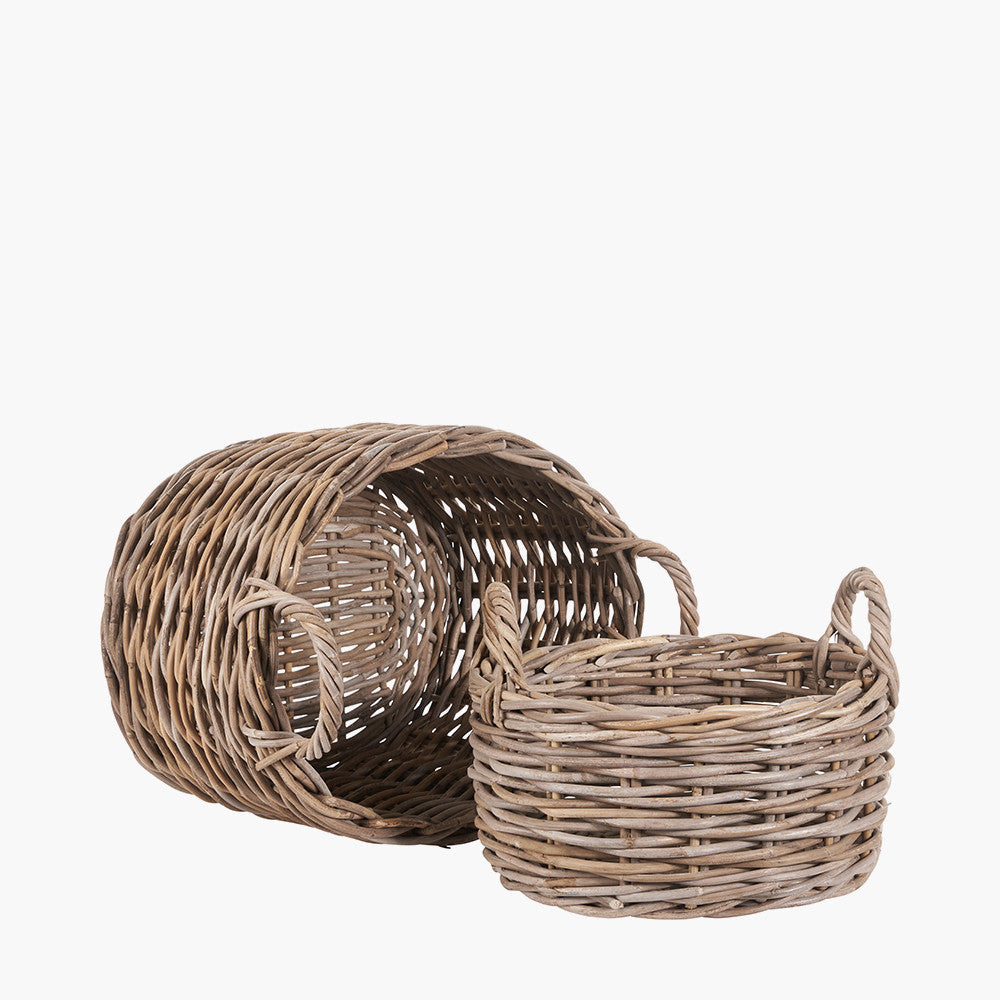 Set of 2 Grey Kubu Oval Baskets