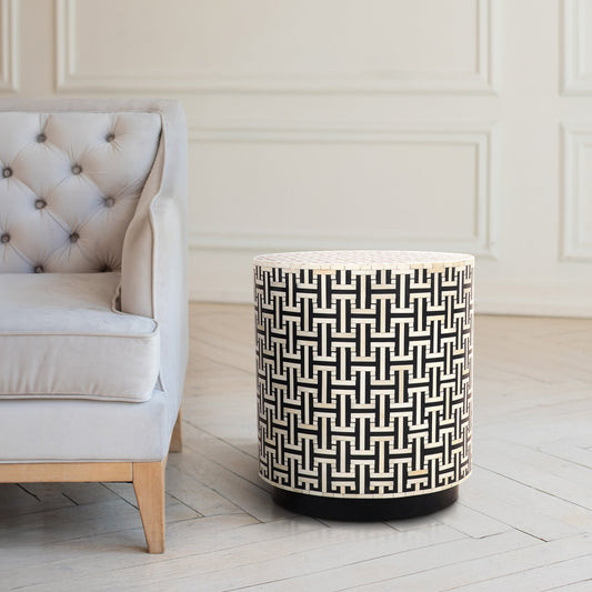 Indus Bone Inlay Round Side Table