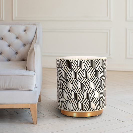 Opulence Bone Inlay Round Side Table