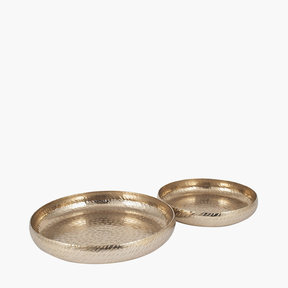 Set of 2 Gold Hammered Metal Bowls