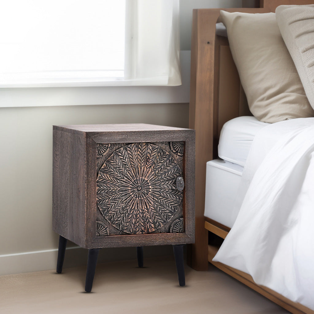 Sutton Handcarved Wooden Side Table