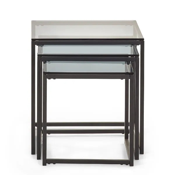 Cullin Smoked Glass & Black Nesting Side Tables