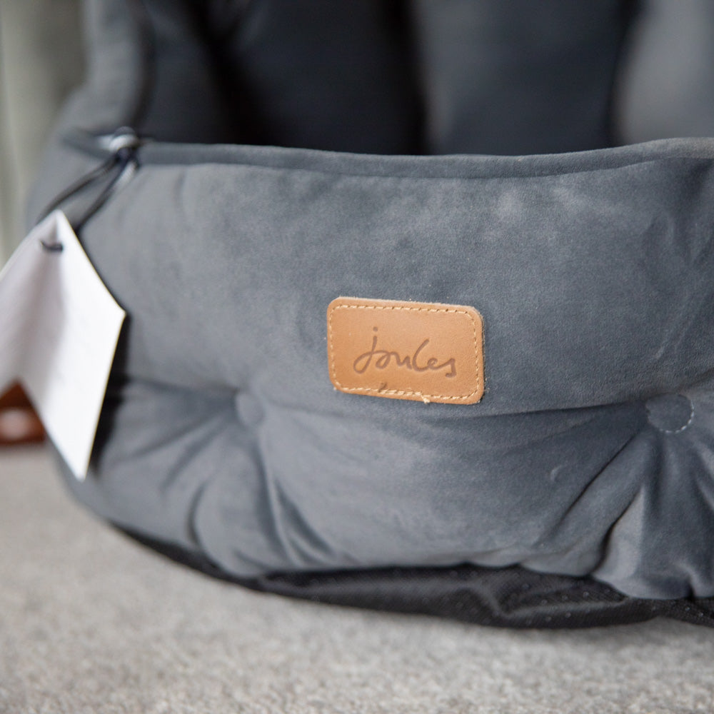 Joules Grey Velvet Chesterfields Dog Bed Small MyGlamorousPlace