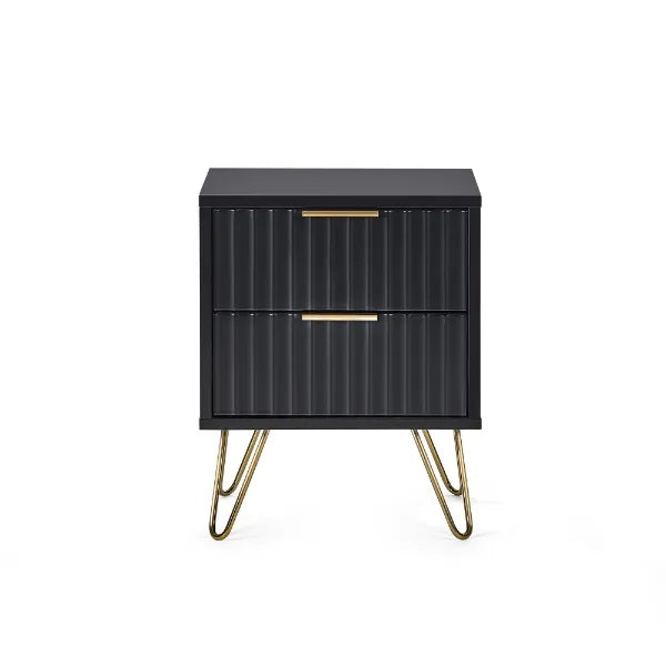 Gable Black & Golden Side Table With Storage