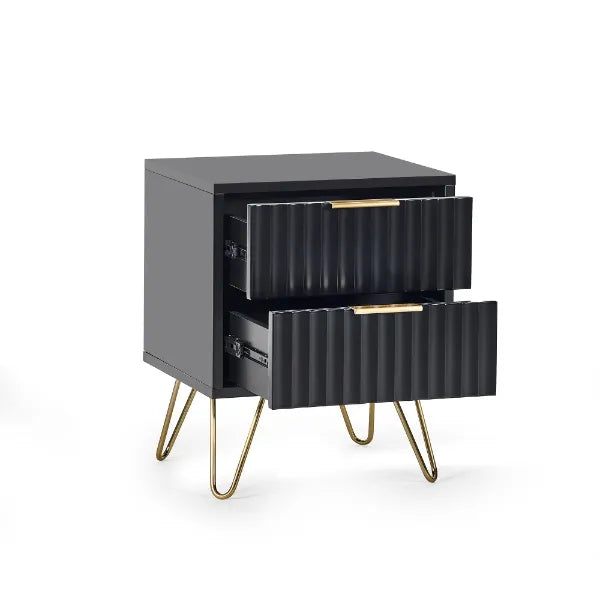 Gable Black & Golden Side Table With Storage