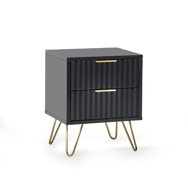 Gable Black & Golden Side Table With Storage