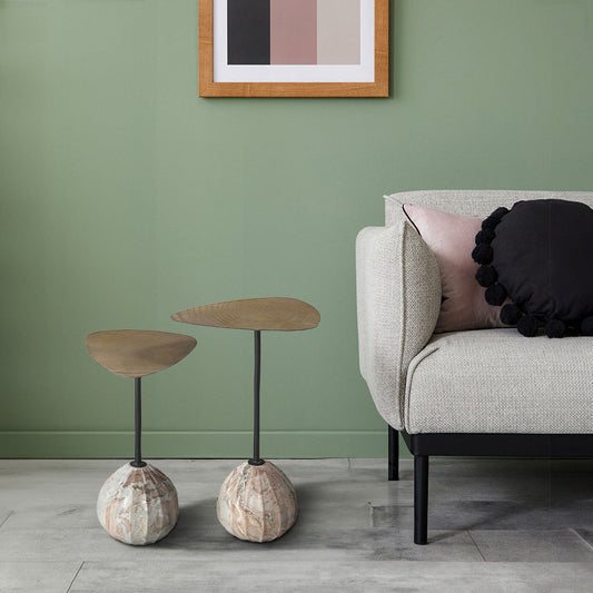 Arno 2X Marble & Iron Side Tables