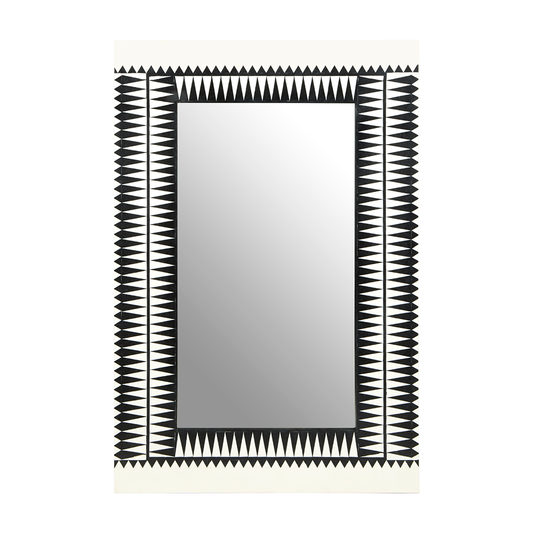 Tribal Rectangle Black & White Mirror