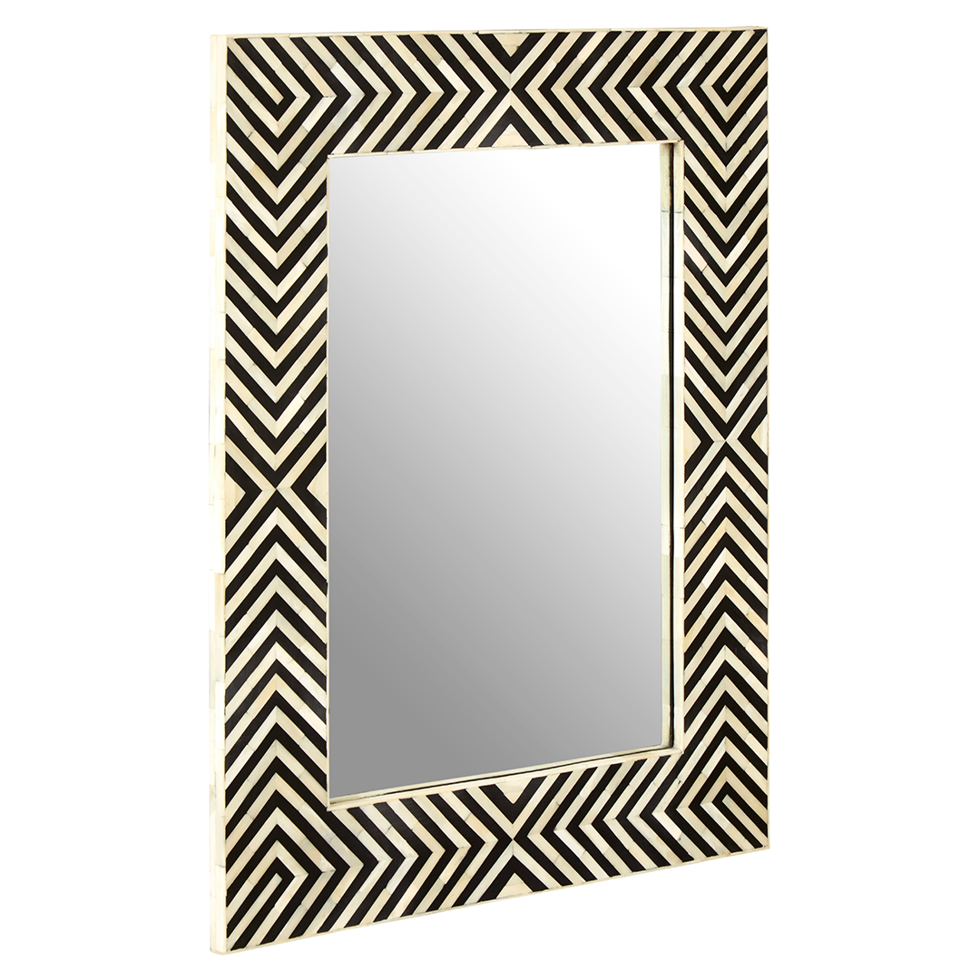 Bone Rectangular Black & White Mirror