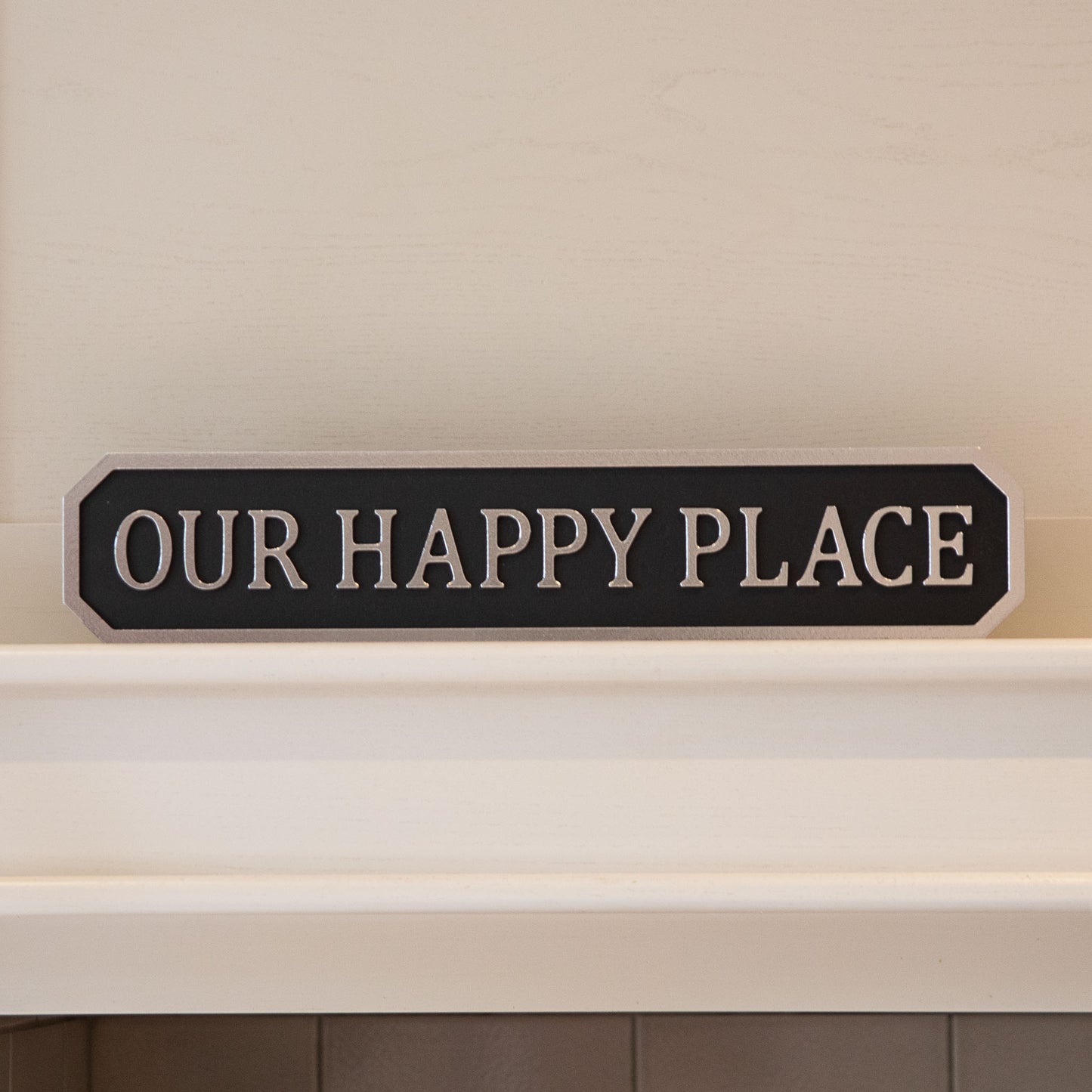 Our Happy Place Plaque - Silver Foil