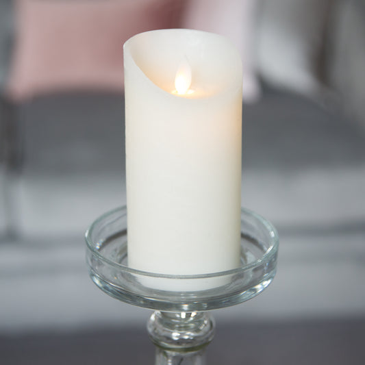 LED Flickering Flame Real Wax Cream Candle 3x6 Inches