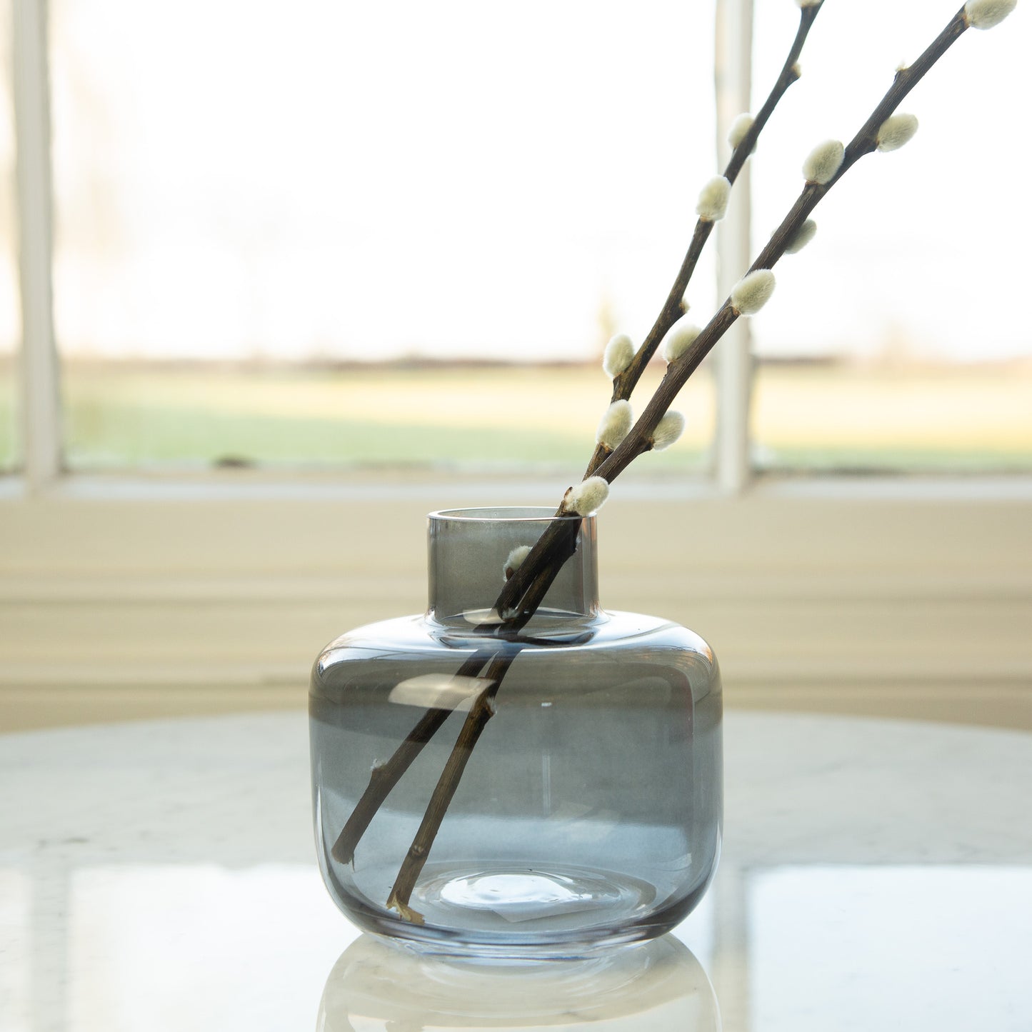 Grey Glass Vase 13cm