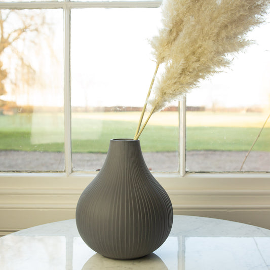 Large Grey Ceramic Vase 21cm