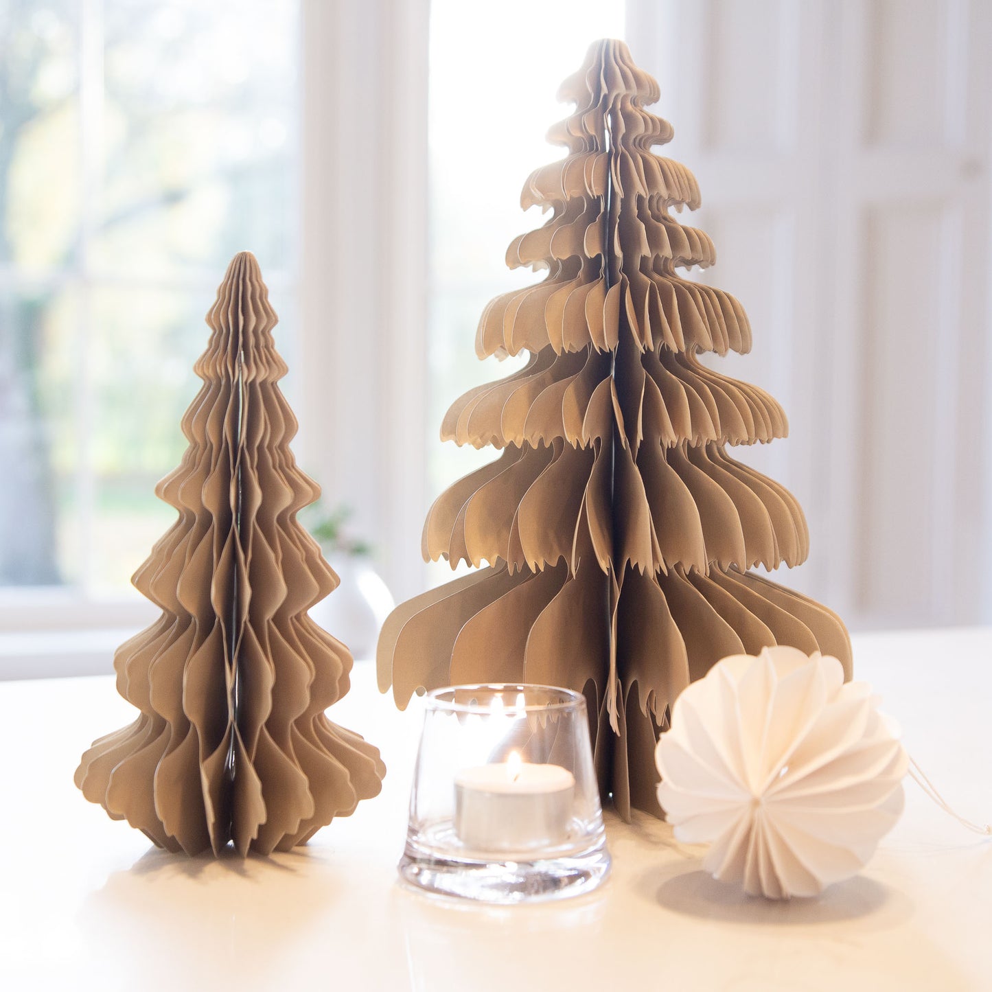 3 pack of white honeycomb baubles