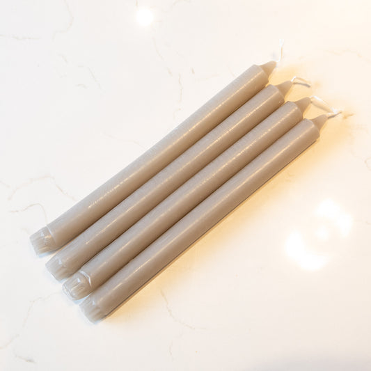 28cm Silver Grey Dinner Candles 4pk