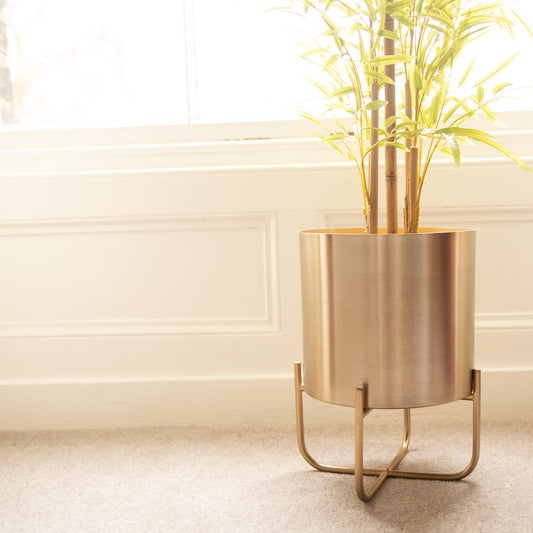 Gold Planter on stand 33cm