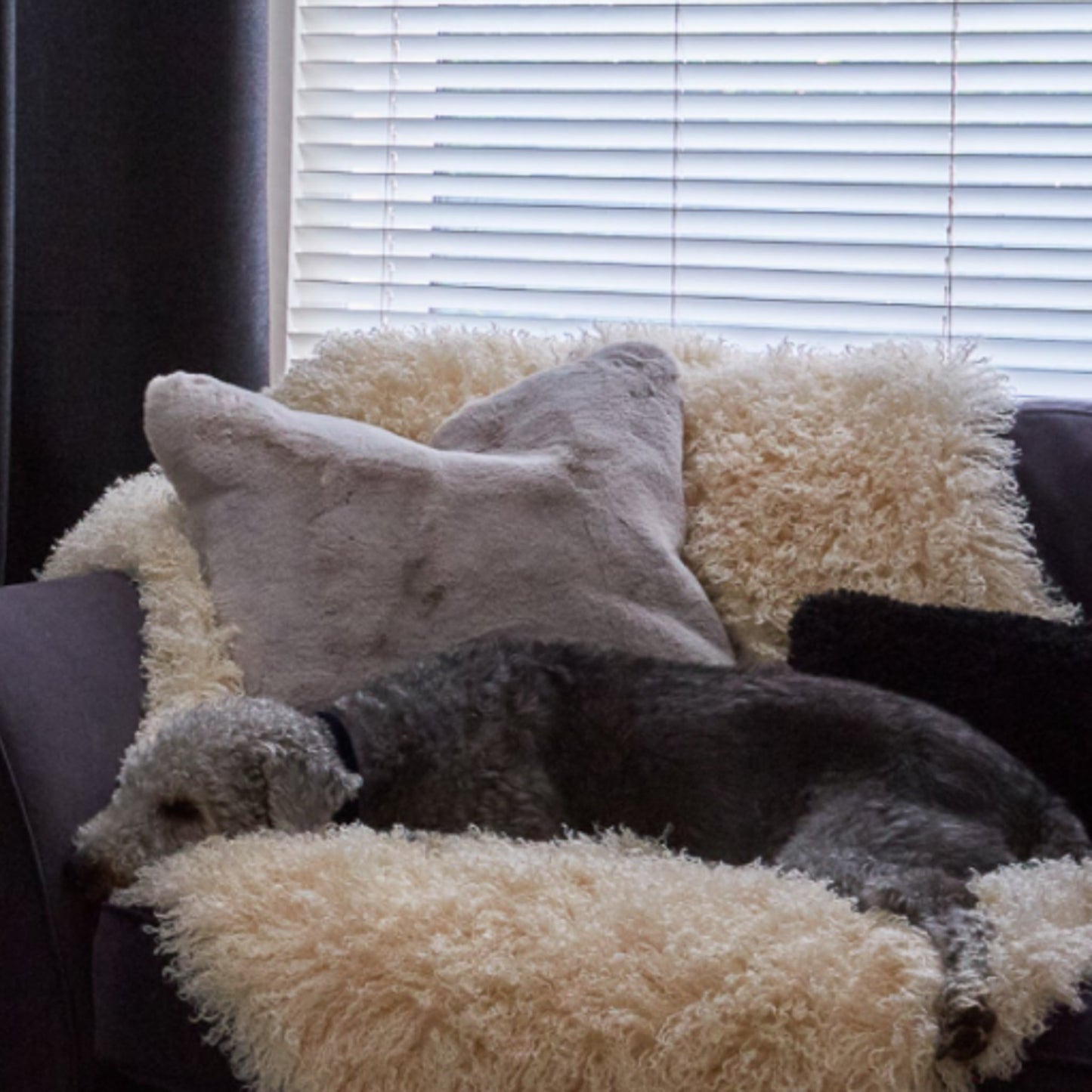 Greige Luxury Fur Grey Cushion