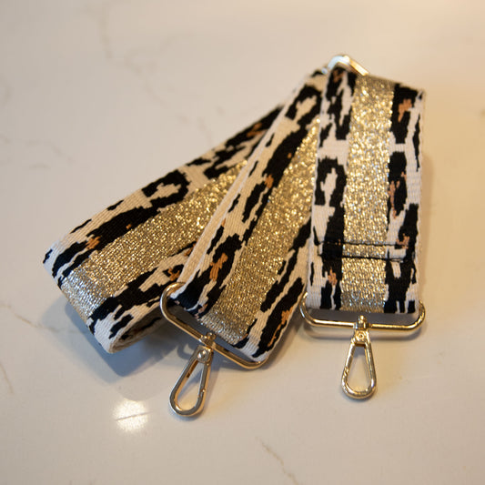 Metallic gold and animal print strap