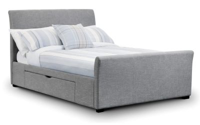 Capri Fabric Bed with 2 Drawers - Light Grey Linen