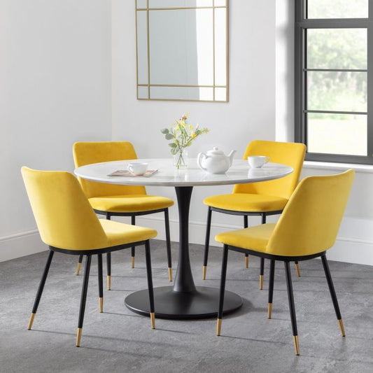 Holland Round Pedestal Table & 4 Delaunay Chairs Mustard