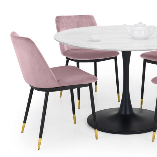 Holland Round Pedestal Table & 4 Delaunay Pink Chairs Set