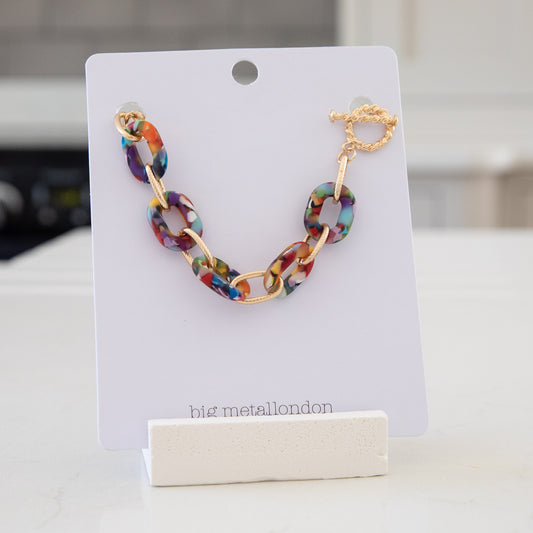 Amy Matte Resin Chain Necklace Multicoloured