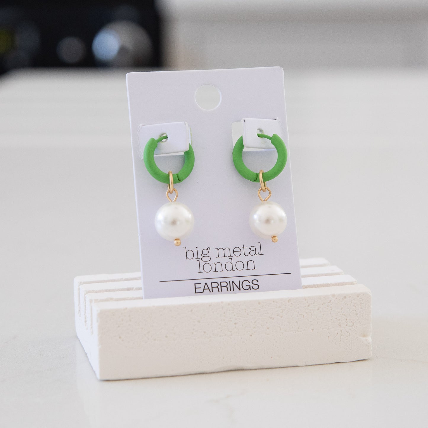 Green Resin Drop Earrings
