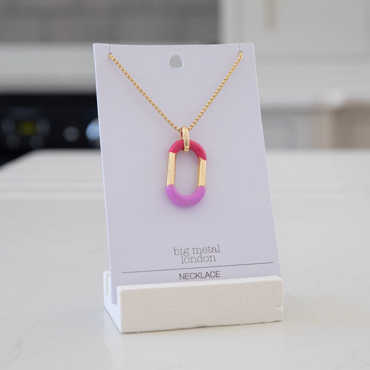 Anna Pink Purple Resin Necklace