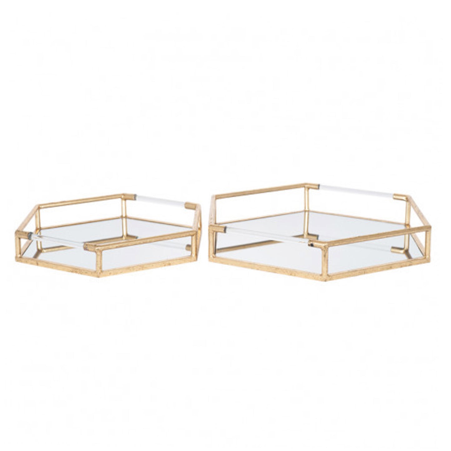 2 Gold Mirror Trays