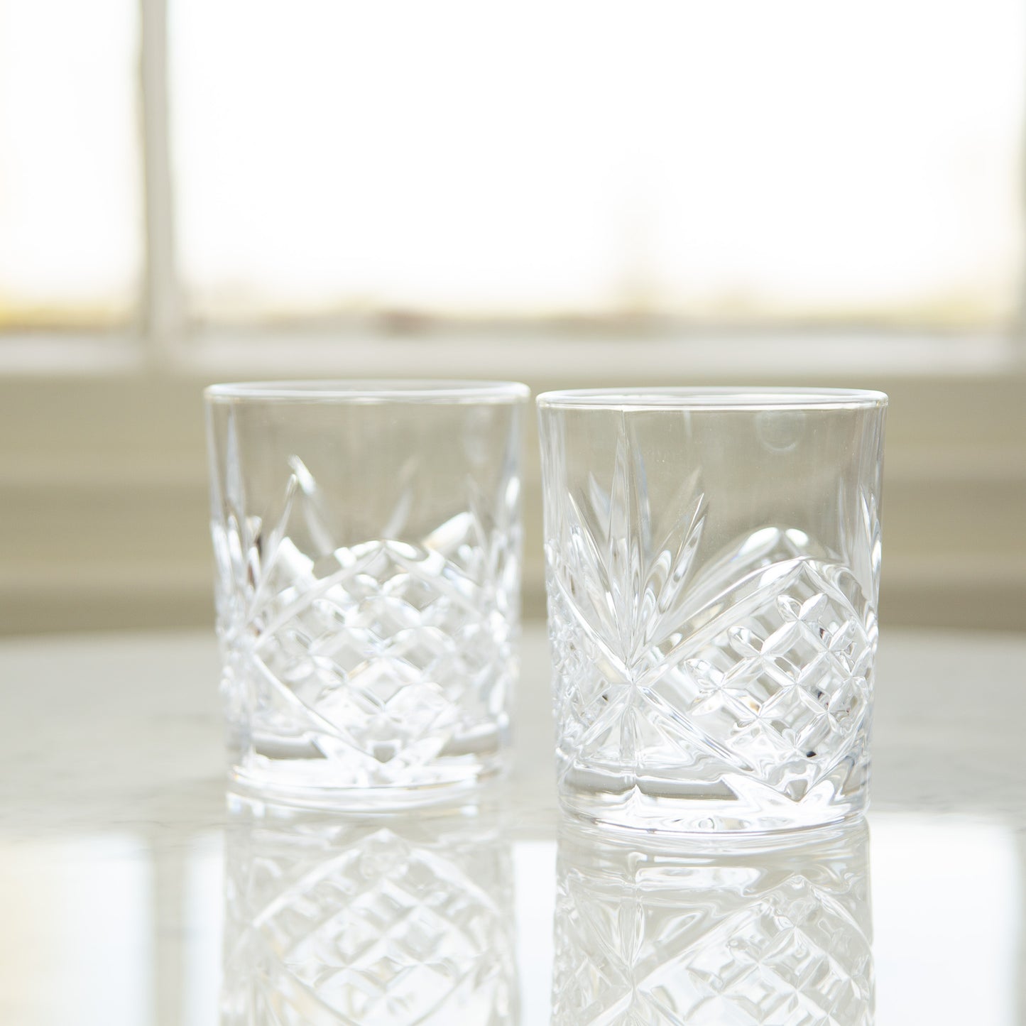 2 pack Cut Glass Tumblers