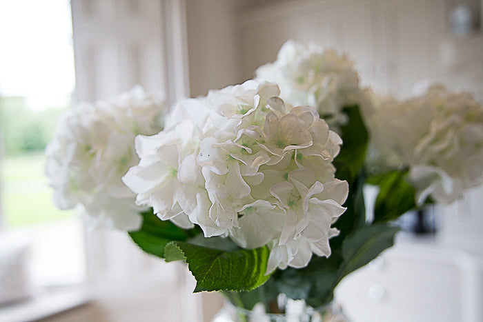 3 White Faux Hydrangea Stems