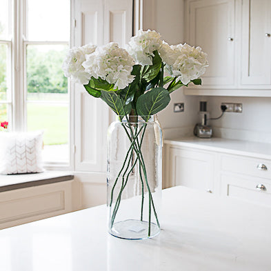 3 White Faux Hydrangea Stems