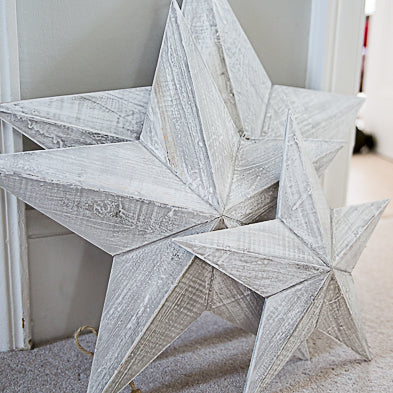 3 Pack Wood Star Decorations