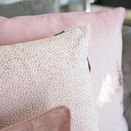 Large Pink Velvet Dot Cushion 56x56cm