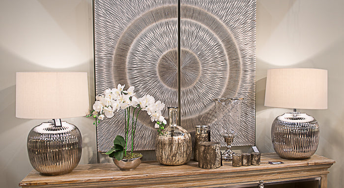 Carved Wood Wall Art with a silver finish