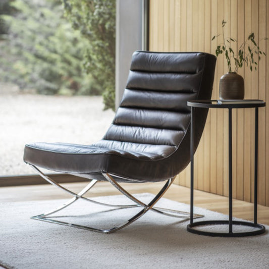 Cassina Black Leather Lounger Chair