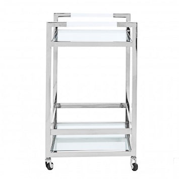 Chrome Drinks Trolley with Glass shelves