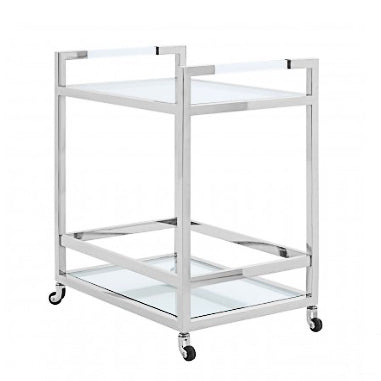 Chrome Drinks Trolley with Glass shelves