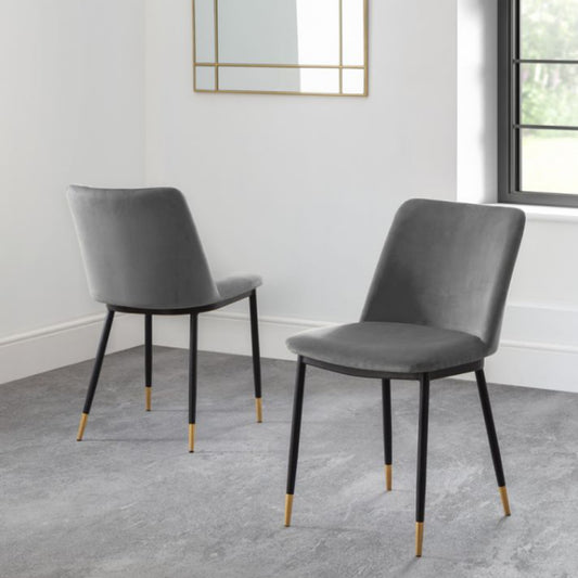 2 Pack Delaunay Dining Chair - Grey Velvet