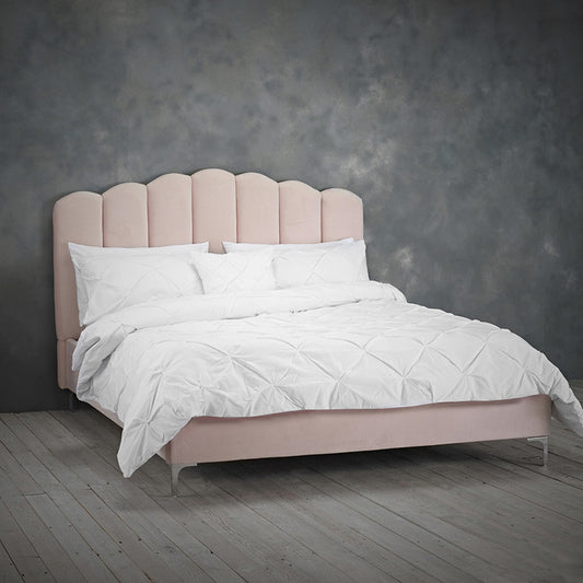 Pink Scalloped King Size Bed