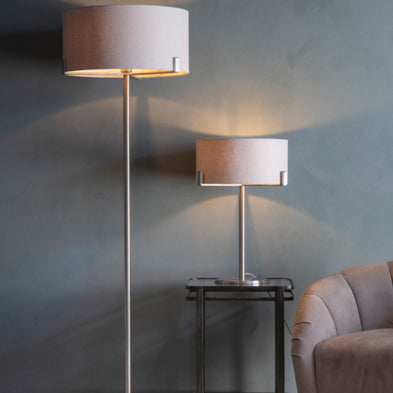 Chrome Floor Lamp with Grey Shade